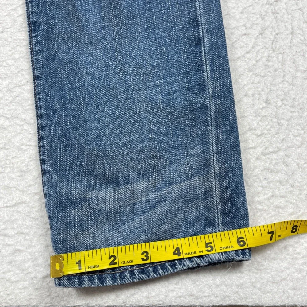 True Religion Rocco Jeans Mens 29 Blue Distressed Relaxed Skinny Side Zip Moto